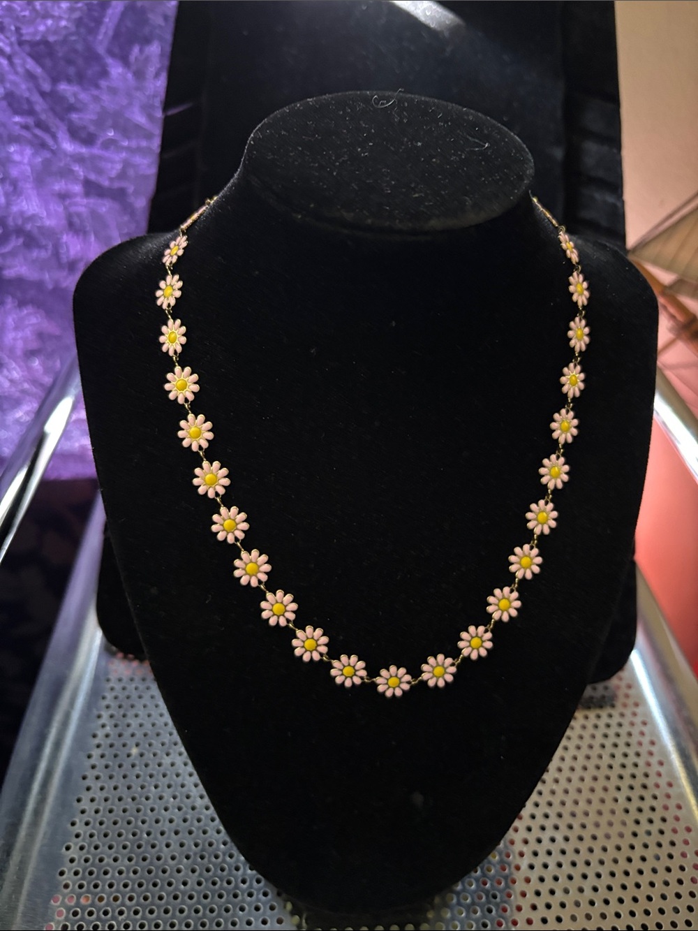 Dainty Pink Daisy Necklace - Womenne Jewelry